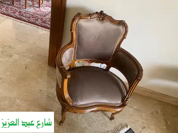 صالون فاخر (كنبة + كرسيين) - ستايل مصري أصيل،...