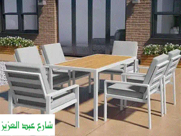 طقم أثاث حدائق فاخر من الحديد - تصميم عصري مقاوم للشمس والمطر!