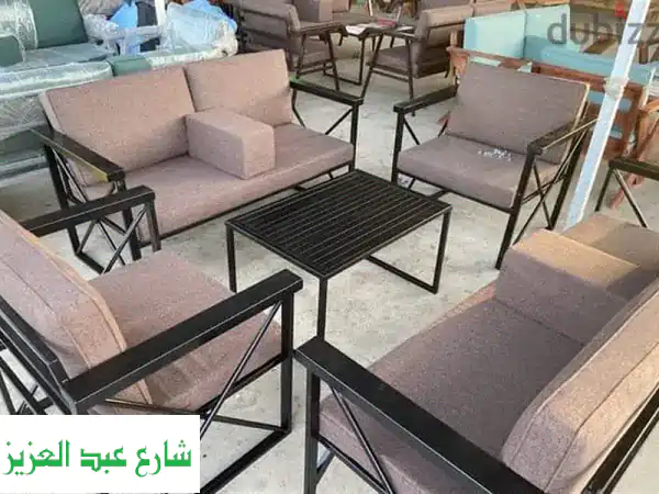 طقم أثاث حدائق فاخر من الحديد - تصميم عصري مقاوم...