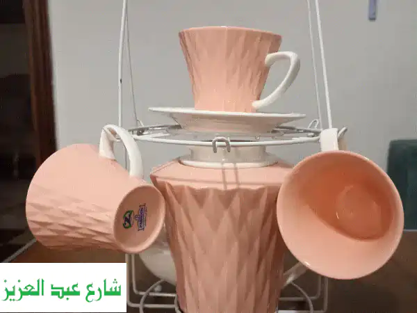 طقم شاي فاخر 6 فناجين - سيمون وأبيض - استخدام خفيف!