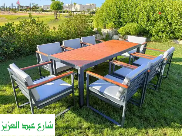 سفرة خارجية فاخرة 8 كراسي + طاولة - مقاومة للشمس...